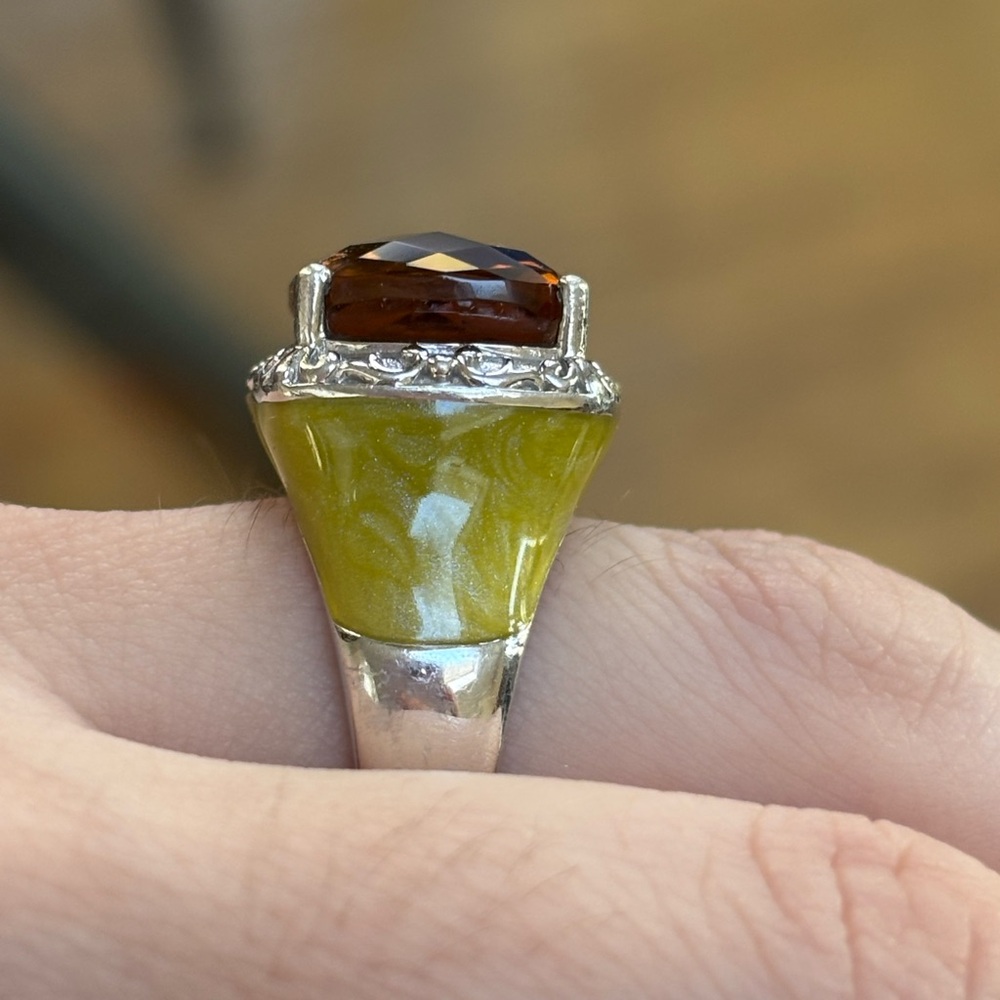 Sterling Silver and Brown Gemstone Ring